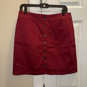 LOFT Rich Red Button-Down Mini Skirt